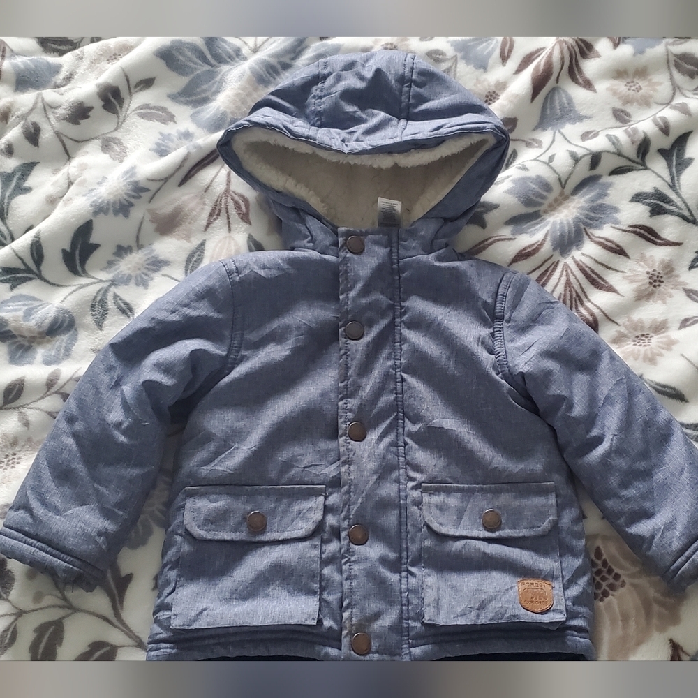Kids Blue Hooded Serpa Lined Jacket